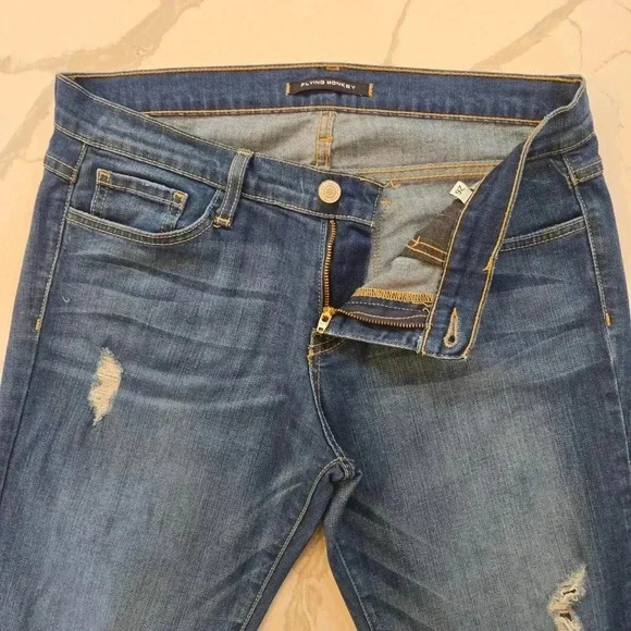 Flying Monkey Low Rise Stretch USA Distressed Jeans Blue Size 26 - Picture 5 of 10
